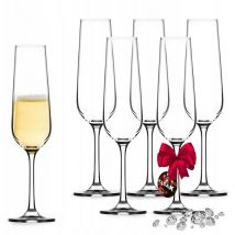 Flûtes à Champagne en Verre avec Pied Allongée, Parfaites pour Célébrer vos Moments Spéciaux avec Style et Raffinement (200 ml, Lot de 6) - Kadax