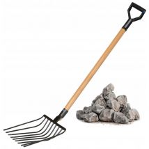 Kadax - Fourches à pignon pour pierres, pierres concassées, 9 dents, métal, jardin, solide, 129 cm