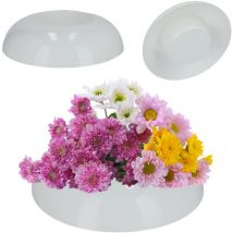 KADAX Ikebana Vase en plastique Ikebana - Pot de fleurs - Support japonais pour tournesols - Vase Ikebana - Bouquet de fleurs (Ø9,5 cm, rond, blanc)