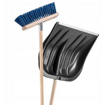 Kit de déneigement avec pelle à neige, levier de déneigement et balais avec tige ergonomique, kit de déneigement en 2 parties (noir) - Kadax