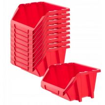 Lot de 10 boîtes de rangement en plastique pp - Différentes tailles et couleurs - Rouge - 187 x 158 mm - Kadax