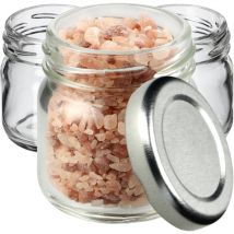 Lot de 10 mini bocaux en verre Weck, 40 ml, ronds, avec couvercle à visser, pour dégustation, confiture, miel, couvercles argentés - Kadax