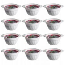 Kadax - Lot de 12 bols à soupe, 650 ml, en verre renforcé, 18,5 x 14 x 8 cm, avec double poignées, soupière pour soupes, crèmes, bouillons