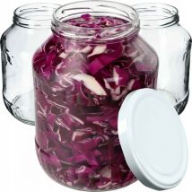 Kadax - Lot de 4 bocaux en verre à insérer, 1,7 l, fi89 mm, verre de concombre, bocaux en conserve, verres ronds, avec couvercle à visser (blanc