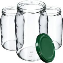 Lot de 48 bocaux de conservation en verre pour couvercle à visser - 900 ml - Pour confiture, conservation, conserves, verts, K5198 - Kadax