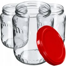 Lot de 8 bocaux à confiture 720 ml avec couvercle à visser - Avec bouchon à vis - Bocaux à confiture - Rouge - Kadax