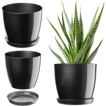 Kadax - Maceta con Soporte Tapa de plástico Maceta 14 cm Grafito para Flores