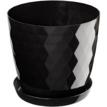 KADAX Maceta de plástico con platillo integrado, maceta para decoración floral moderna en espacios interiores (18 cm, negro)