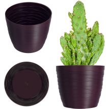 Kadax - Maceta de plástico, diámetro 11-19 cm, 7 colores, maceta sencilla y moderna, maceta redonda maciza, diámetro 15 cm, color ciruela
