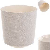 Kadax - Maceta Decorativa - Jardinera Redonda de Plástico para Cultivo de Plantas - Interior y Exterior - Crema - 19cm