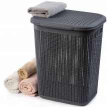 Panier à linge multifonction - 50 l - Avec couvercle - Léger - En plastique - Pour salle de bains, vêtements sales, jouets (anthracite) - Kadax