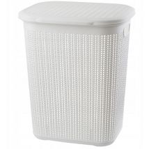 Panier à linge multifonction - 50 l - Avec couvercle - Léger - En plastique - Pour salle de bains, vêtements sales, jouets (blanc) - Kadax