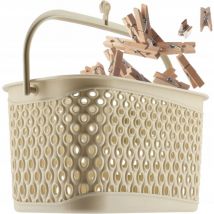 Panier à pinces à linge classique - Panier à pinces à linge - Panier à pinces à linge à suspendre - Panier à pinces à linge avec crochet (beige)
