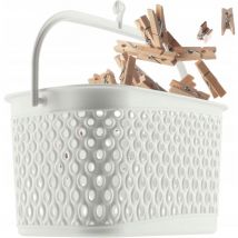 Kadax - Panier à pinces à linge classique - Panier à pinces à linge - Panier à pinces à linge - Panier à pinces à linge avec crochet (blanc)