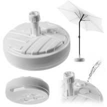 Kadax - Pied de parasol rond - à remplir avec du sable ou du gravier - Support en plastique pour jardin, terrasse, plage - Version 1 rond - Blanc