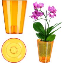 Kadax - Pot de Fleur Cache-Orchidée Support de Fleur Plantes en Plastique 12 cm Orange