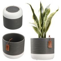 Pot de Fleur en Céramique 16cm Gris Couvercle Blanc - Kadax