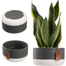 Kadax - Pot de Fleur en Céramique 17x9cm Couvercle Gris
