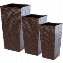 Pot de Fleur Haut, Grande Jardiniere en Plastique pour Une Décoration Interieure et Exterieure (Marron, Lot de 3: 46.5 cm, 57.5 cm, 68 cm) - Kadax