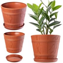 Pot de Fleur Pot de Fleur 17 cm Couvercle en Bois Support de Fleur en Plastique - Kadax
