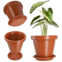 Pot de Fleur Pot de Fleur 39 cm Couvercle avec Support pour Plantes Rouge Brique - Kadax