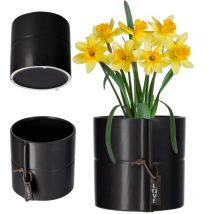 Pot de Fleurs en céramique 2 Couleurs, Pot de Fleurs pour Arbres Dragons Violettes pensées (Noir, diamètre 17cm) - Kadax