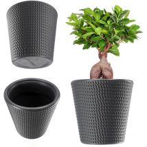 Pot de fleurs en plastique - 3 couleurs - Résistant aux intempéries - Avec surface mate - Anthracite - Diamètre : 35 cm - Kadax