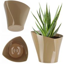 Kadax - Pot de fleurs moderne en plastique pour intérieur, fleurs, plantes, balcon, pot de fleurs (17 cm, beige)