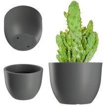 Pot de fleurs, pot de fleurs, rond en plastique, pour l'intérieur et l'extérieur, 3 variantes de couleurs, pot pour jardin, balcon (gris, 35 cm)