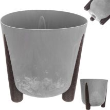 Pot de fleurs rond en plastique avec insert intérieur - Pot de fleurs décoratif pour l'intérieur et l'extérieur (gris, 26 cm) - Kadax