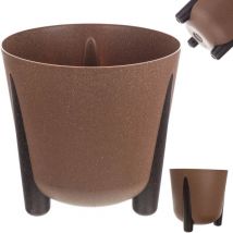 Pot de fleurs rond en plastique avec insert intérieur, pot de fleurs décoratif pour l'intérieur et l'extérieur (marron, 30 cm) - Kadax