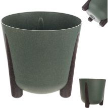 Pot de fleurs rond en plastique avec insert intérieur - Pot de fleurs décoratif pour l'intérieur et l'extérieur (vert, 26 cm) - Kadax