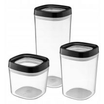Récipient Alimentaire Produits en Poudre Épices avec Couvercle Plastique 3pcs - Kadax