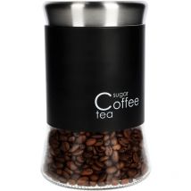 Récipient en verre pour café, thé, sucre avec couvercle noir 1000 ml - Kadax