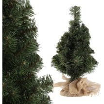 Sapin de Noël artificiel 60 cm, petit sapin avec 66 branches, mini sapin avec toile de jute, table en film pvc, sapin artificiel (claus 60 cm) - Kadax