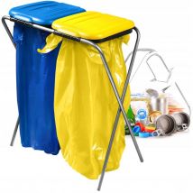 Kadax - Soporte para Bolsas de Basura para Interior y Exterior, Práctico Soporte para Bolsas de Reciclaje con Capacidad de 120L (Doble: Amarillo y