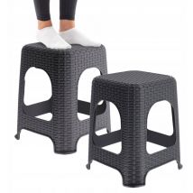 Tabouret Tabouret de Cuisine Rotin Anthracite 2 pcs - Kadax