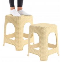 Tabouret Tabouret de Cuisine Rotin Beige 2 pcs - Kadax