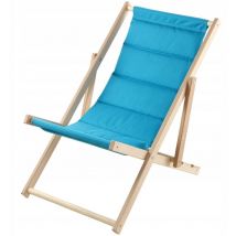 Transat de Plage en Bois Pliable avec Coussin - Kadax