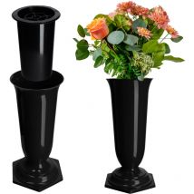 Kadax - Vase Flacon Fleurs Pierre Tombale Cimetière Pierre Tombale Insert Base Noir 37 cm