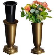 Kadax - Vase Flacon Pour Cimetière Tombe Or Pierre Tombale 29cm