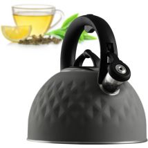 Kadax - Wasserkessel aus Edelstahl, Emaillekessel mit Griff Grau 2,5 l