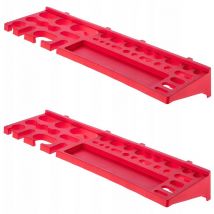 Wandregal, aus pp Kunststoff, Lagersystem für Lochwand, Rot, 2x Mittlelang - Kadax