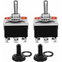 Shmshng - 2 pièces 6 Broches/3 Positions Interrupteur à Bascule Robuste 0250 V/15A dpdt Interrupteur Marche/Arrêt/Marche avec Capuchon étanche