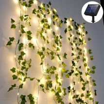 Guirlande lumineuse solaire d'extérieur, guirlande lumineuse solaire de lierre artificiel, lumières de jardin étanches, 10 mètres 100 led guirlandes