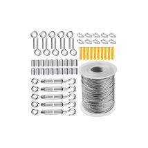 Shmshng - Kit de Câble Métallique, Cable Acier Jardin Tendeur, Corde en Acier Inoxydable à Suspendre Kit, 50m Câble en acier inoxydable revêtu de