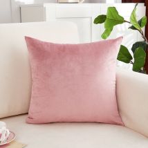 Lot de 2 Decorative Housses de Coussin Velours 45x45cm Rose Carrée avec Fermeture Éclair Douce Taie d'oreiller Protège Oreiller Décoratif Canapé