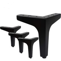 Lot De 4 Pieds De Meubles Charge Jusqu'à 600 Kg, Pied De Table Modernes En Métal En Forme De Triangle,avec 4 Protège Pieds, Noir,17cm