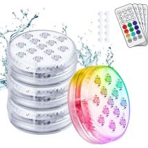 Shmshng - Lumière led Submersible, 4PCS 13LED Lampes Sous-Marines 16 Couleurs rgb avec Ventouses et rf Télécommande, IP68 Étanche Éclairage pour