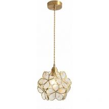 Shmshng - Nordic Pétale Forme Pendentif Lampe En Verre Soufflé à La Main Et En Laiton Lampe Suspendue Simple Tête E27 Plafonnier Luminaire Restaurant
